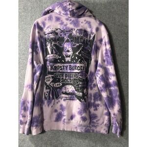 The Simpsons Krusty Burger Purple Tie Dye Pullover Hoodie Men's XL Graphic